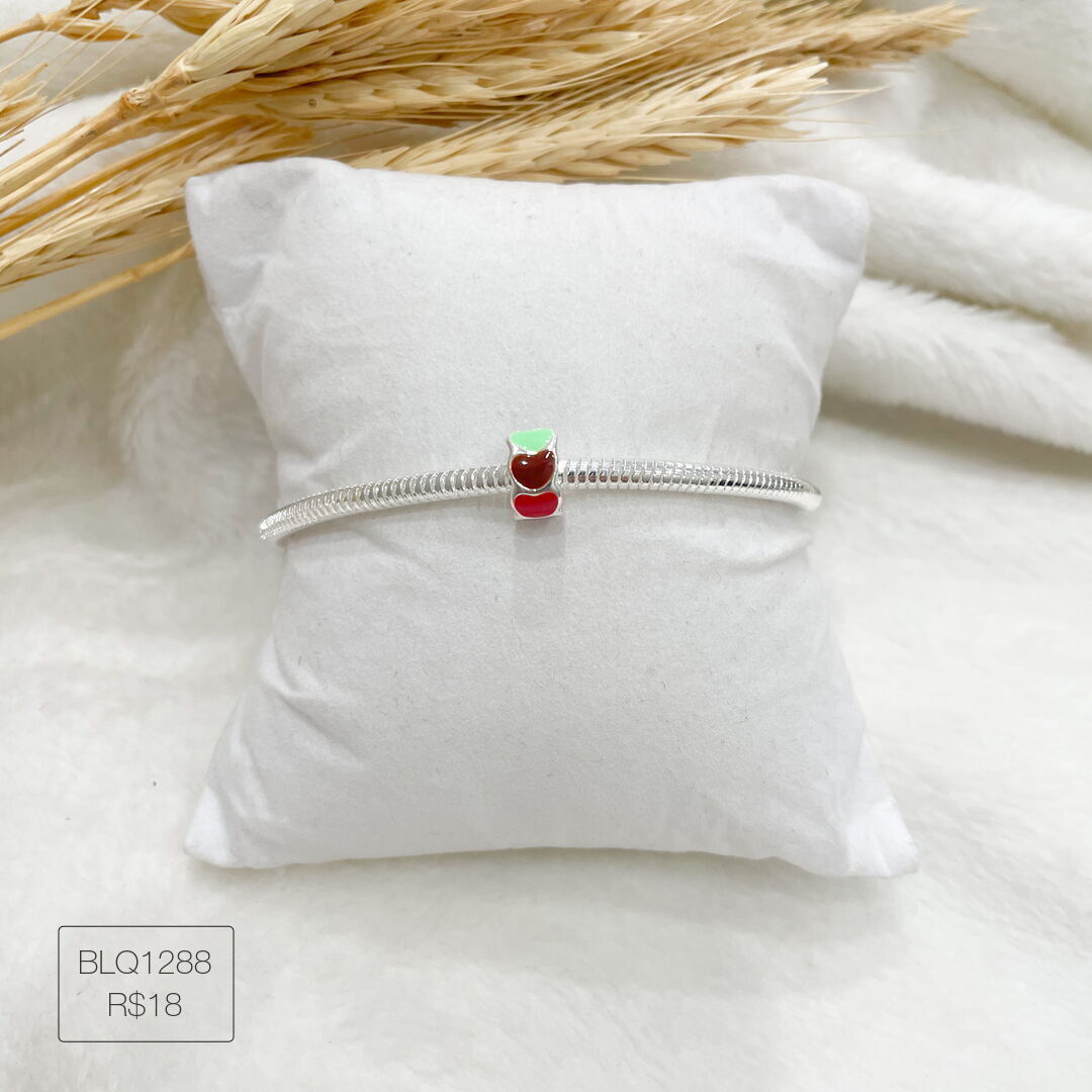 Berloque 7 Corações Rainbow Passador Esmaltado Prateado